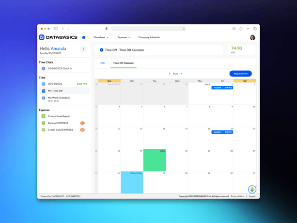 Employee reviewing PTO balance in leave management software