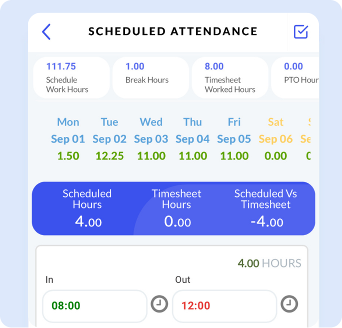 scheduled attendance