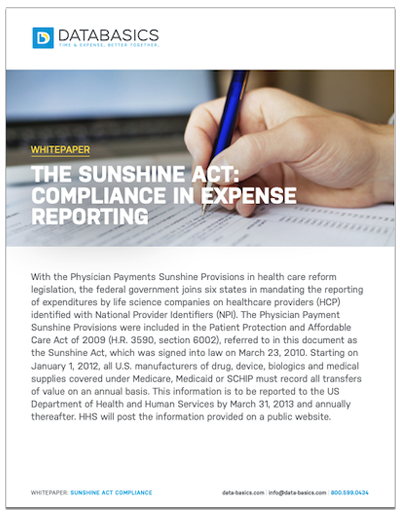 The Sunshine Act - Compliance in Expense Reporting Cover